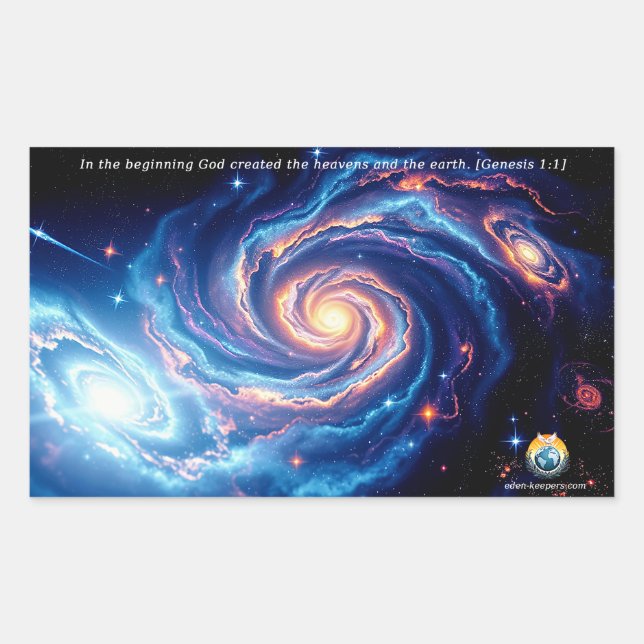 Am Anfang, Gott und Schöpfung Verse Rechteckiger Aufkleber (Vorderseite)