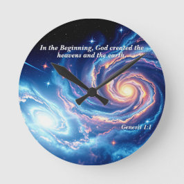 Am Anfang, Gott und Schöpfung Verse Runde Wanduhr