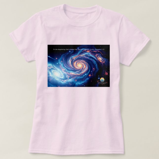 Am Anfang, Gott und Schöpfung Verse T-Shirt (Design vorne)