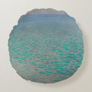 Am Attersee bei Gustav Klimt, Vintage Kunst Rundes Kissen