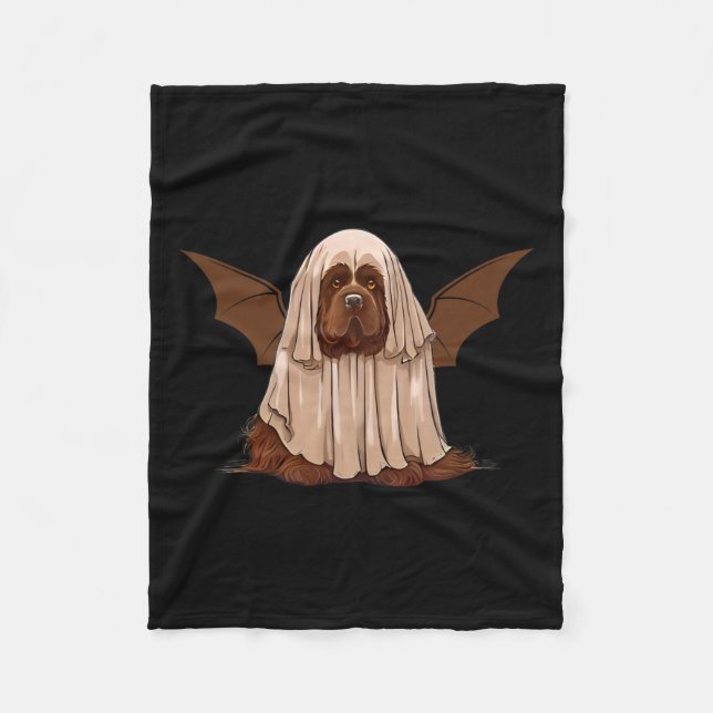 Am Bat Ghost Dog. Niedlicher Hund als Geisterschle Fleecedecke (Vorderseite)