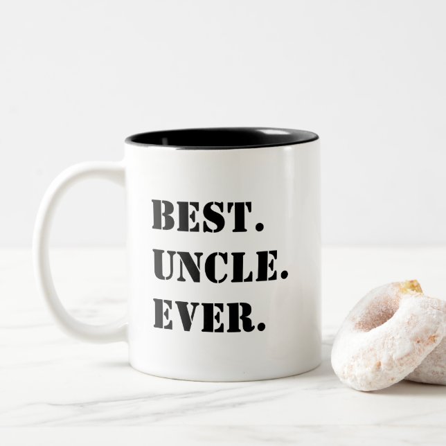 Am besten. Onkel. Immer. Black Stencil Zweifarbige Tasse (Mit Donut)