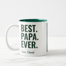 Am besten. Papa. Immer. Vatertag-Foto Zweifarbige Tasse