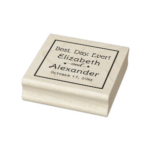 Am besten. Tag. Immer! Bride Groom Names Typografi Gummistempel