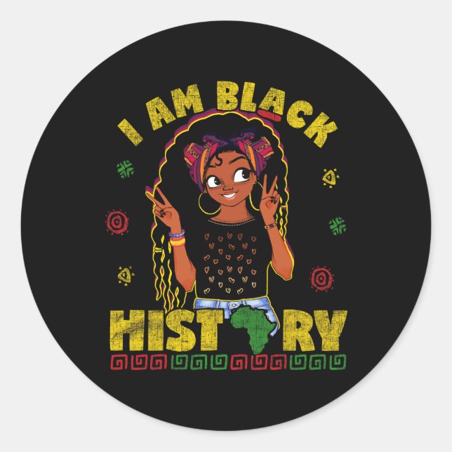 Am Black History Monat für Kinder Mädchen in Ameri Runder Aufkleber (Vorderseite)