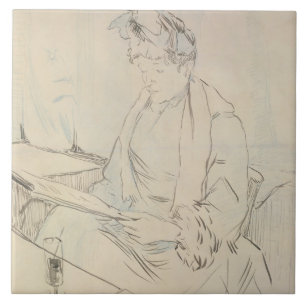 Am Café (Bleistift u. Tinte auf Papier) Fliese