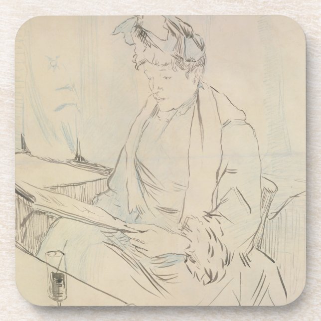 Am Café (Bleistift u. Tinte auf Papier) Untersetzer (Vorderseite)