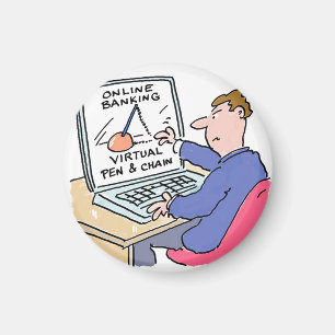 Am Computer Online Banking Funny Cartoon Magnet