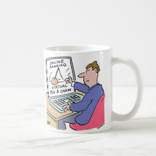 Am Computer Online Banking Funny Cartoon Tasse