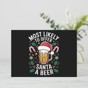 Am ehesten bietet Santa eine Bier-Familie passende Feiertagskarte