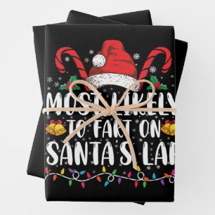 Am ehesten furzt auf dem Schoß von Weihnachtsmann  Geschenkpapier Set