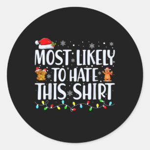Am ehesten hasst diese Weihnachten Pajamas Familie Runder Aufkleber