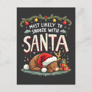 Am ehesten mit Santa Sleepy Rentier einschläft Postkarte