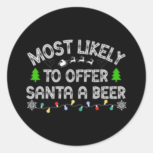 am ehesten Santa ein Bier zu einem lustigen trinke Runder Aufkleber