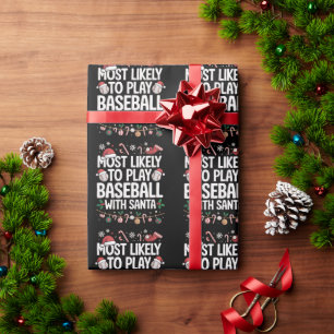 Am ehesten spielt Baseball mit der Familie Santa Geschenkpapier