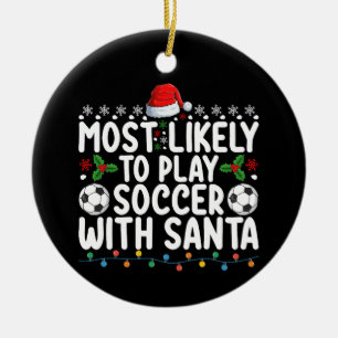 Am ehesten spielt Fußball mit Santa Weihnachten Keramik Ornament