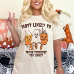 Am ehesten wird Halloween-Geisterlehrer übereinsti T-Shirt<br><div class="desc">Die Einführung unseres "Most Lwahrscheinlich To" Matching Halloween Ghost Teacher T - Shirt, die ultimative Ergänzung zu Ihrem Halloween Schrank, der Spaß, Komfort und Personalisierung kombiniert. Dieser Retro-spoky Lehrer Geschenk-T - Shirt ist ideal für Pädagogen, die die Saison mit einer Touch Spaß zu feiern suchen. Dieses Shirt mit einem charmanten...</div>