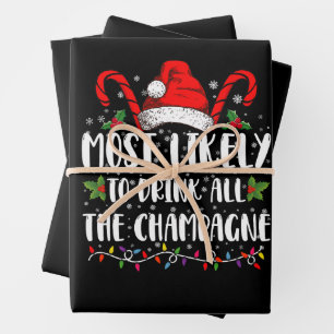 Am ehesten wird man alles Champagner Xmas Getränk  Geschenkpapier Set