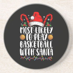 Am ehesten wird mit Santa Xmas Basketball gespielt Getränkeuntersetzer