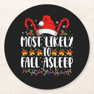 Am ehesten wird Weihnachten Schlafanzug passend Runder Pappuntersetzer