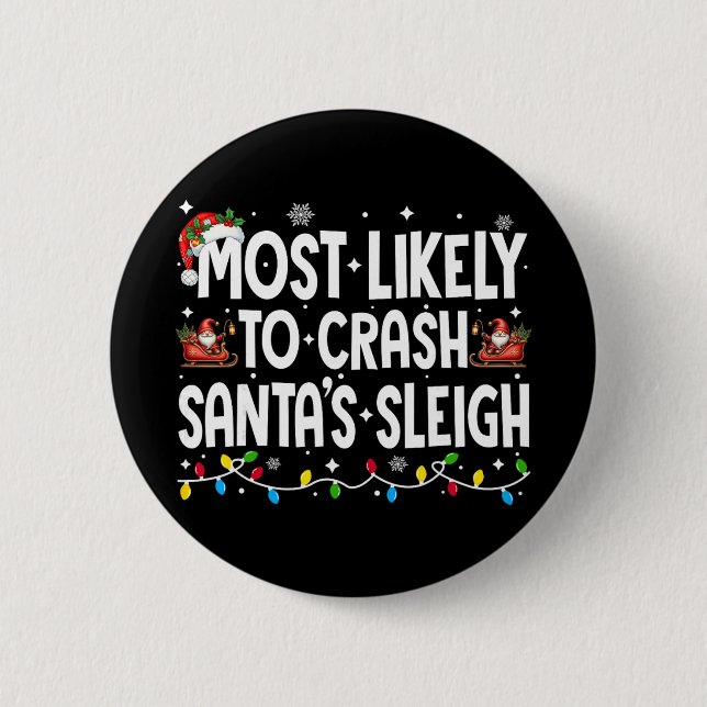 Am ehesten wird Weihnachtsmanns Schlitten Familien Button (Vorderseite)