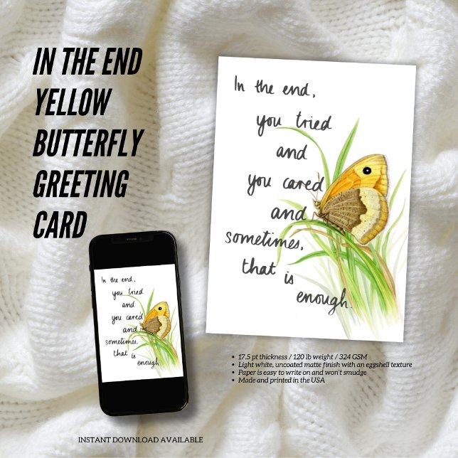Am Ende der gelben Schmetterlingskarte Karte (The Butterfly Studio
🌼In the end 🦋 Yellow Butterfly Greeting Card)