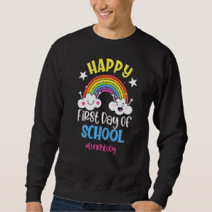 Am ersten Tag des Schulmanns feiert die Dame wiede Sweatshirt