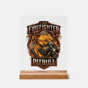 Am Feuerwehrmann Pitbull Hund Gasmaske Schild