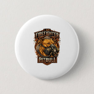 Am Feuerwehrmann Pitbull Hund Gasmaske Schild Button