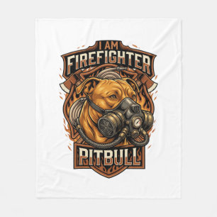 Am Feuerwehrmann Pitbull-Hund Gasmaske Schild Fleecedecke