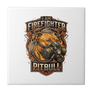 Am Feuerwehrmann Pitbull-Hund-Gasmaske Schild Fliese