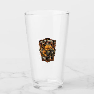 Am Feuerwehrmann Pitbull Hund Gasmaske Schild Glas