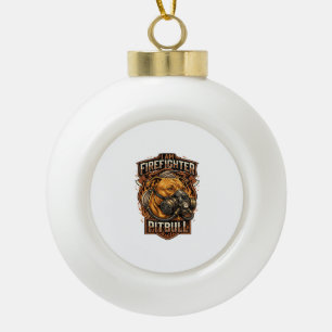 Am Feuerwehrmann Pitbull Hund Gasmaske Schild Keramik Kugel-Ornament