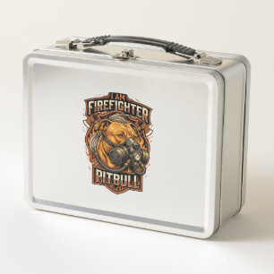 Am Feuerwehrmann Pitbull Hund Gasmaske Schild Metall Brotdose