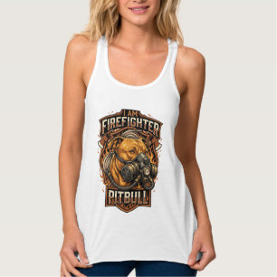 Am Feuerwehrmann Pitbull Hund Gasmaske Schild Tank Top