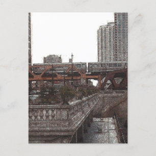 Am Fluss Chicago.. Postkarte