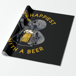 am glücklichsten mit einem Bier mit einem Skelett Geschenkpapier