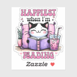 Am glücklichsten, wenn ich niedliche Katze lese Aufkleber