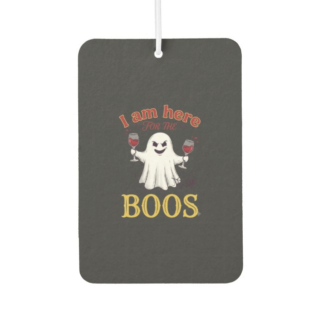 Am Here Boos Halloween-Geist-Weingläser Spinne W Autolufterfrischer (Vorderseite)