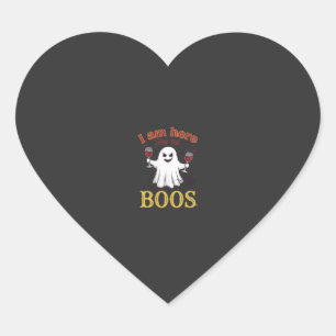 Am Here Boos Halloween-Geist-Weingläser Spinne W Herz-Aufkleber