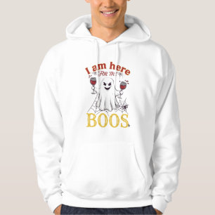 Am Here Boos Halloween-Geist-Weingläser Spinne W Hoodie