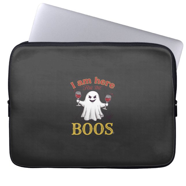 Am Here Boos Halloween-Geist-Weingläser Spinne W Laptopschutzhülle (Vorderseite)