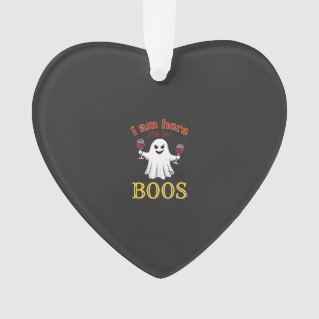 Am Here Boos Halloween-Geist-Weingläser Spinne W Ornament (Vorderseite)