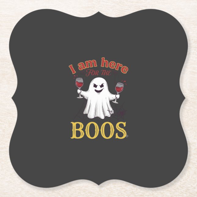 Am Hier Boos Halloween-Geist Weingläser Spinne W Untersetzer (Vorderseite)