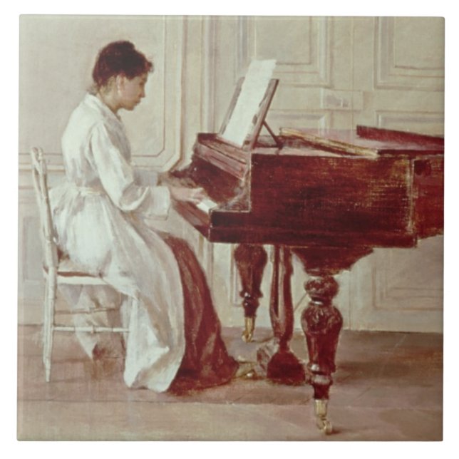 Am Klavier 1887 (Öl auf Leinwand) Fliese (Vorderseite)