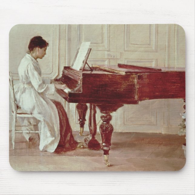 Am Klavier 1887 (Öl auf Leinwand) Mousepad (Vorne)