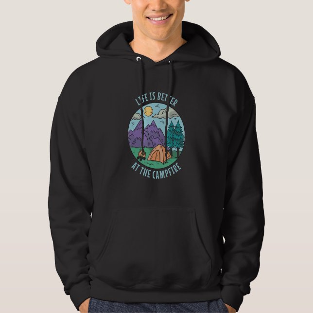 Am Lagerfeuer Camping Camper Hoodie (Vorderseite)