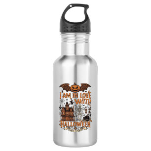 Am Liebe Halloween Spukhaus Skelett Kürbis_1 Edelstahlflasche