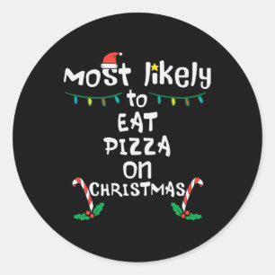 Am liebsten essen Pizza Weihnachts Weihnachtsmatte Runder Aufkleber
