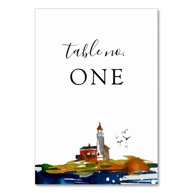 Am Meer Hochzeitskarte Tischnummer (Vorderseite)